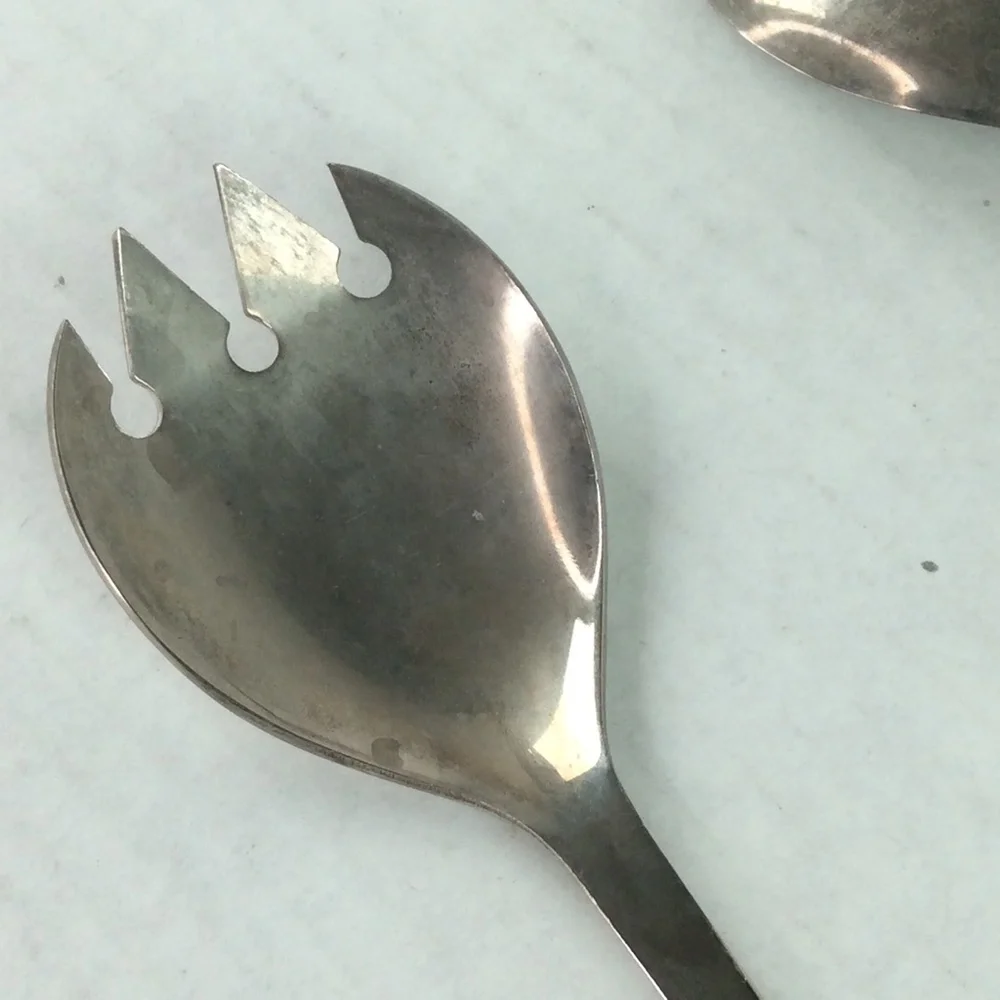 2 Piece Solid Salad Set Italy Silverplate Flatware
